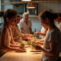 Group enjoying a hands-on cooking class