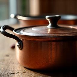 Handcrafted cookware on wooden table