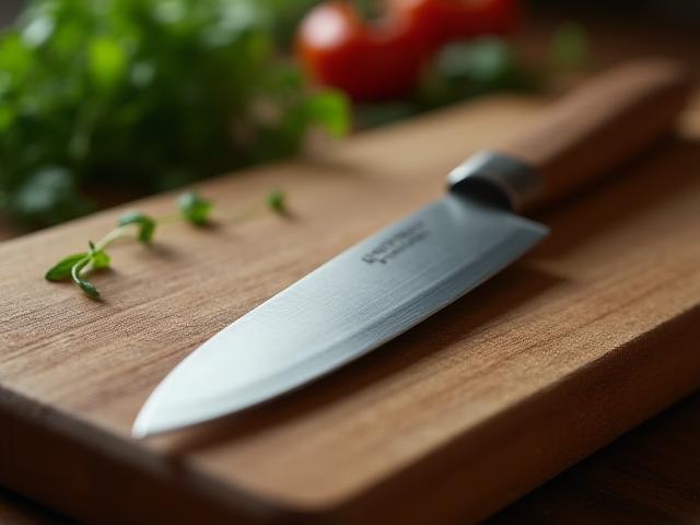 Hand-forged chef's knife with wooden handle